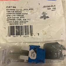 Leviton Extreme CAT6A RJ-45 8P8C Jack, T568A/B, Blue, MPN 6110G-RL6 picture