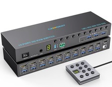 10 Port 8 Port KVM Switch HDMI 4K@60Hz EDID Simulation, USB 3.0 HDMI KVM Swit... picture