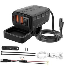 Motorcycle USB Phone Fast Charger Socket Charging 2 USB+Type-C with ON/Off picture