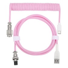 10 ft Coiled Keyboard Cable Type-C to USB Aviation Cable Pink picture