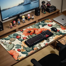 Floral Desk Mat Computer Flowers Mat Large Keyboard Mouse Pad Stitched Edges Gir picture