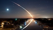Landscape  art night stars star trails shooting space Custom Gaming Mat Desk picture