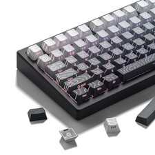White/Grey Topographic keycap Sets Line Backlit Gradient keycaps Shine Throug picture