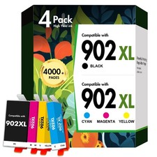 ** NEW HP Ink | 902 / 902XL Black / Color | High-Yield | Compatible | 4-Pack picture