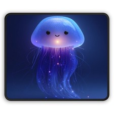Cute Glowing Jellyfish Gaming Mouse Pad | Neon Ocean Desk Mat picture