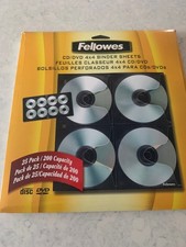 Fellowes CD/DVD 4x4 Binder Sheets, 22 sheets, New/Open Box, Holds 176 CDs picture
