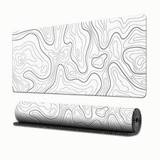 Large Gaming Pad, White Topographic Mousepad Desk Mat for Gaming Office, Long... picture