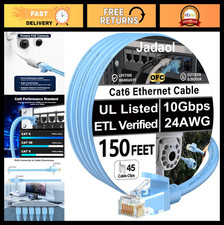 150ft Cat6 Ethernet Cable 10Gbps PoE++ UL Listed with Clips - High-Speed Network picture
