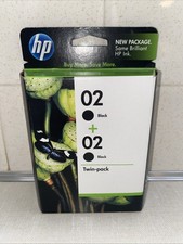 Genuine HP 02 Twin Pack Black Ink Cartridges New In Box Exp 12/11 New picture