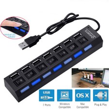 New 7-Port USB 2.0 Hub with Independent Switches - High-Speed Expansion Dock picture