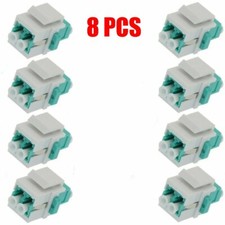 8x LC/UPC OM3 Keystone Jack Duplex Multi Mode Fiber Optical Insert Coupler Aqua picture