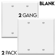 Blank Wall Plate White Single Dual Gang Standard Size No Device Faceplate 2 PACK picture