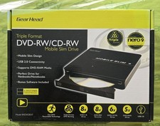 GEAR HEAD Triple Format DVD-RW/CD-RW model 8XDVDEXT Blk Mobile Slim Drive Opn Bx picture