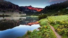 Landscape nature reflection trees forest mountains Custom Gaming Mat Desk picture