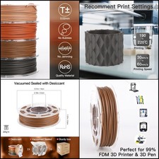 PLA Filament Bundle 3D Sets,Walnut,Cherry,Bamboo,Ebony,PLA 1.75mm,200g*4 Spools picture