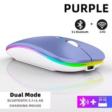 Rechargeable Wireless Bluetooth Mouse RGB LED Silent 2.4G USB Slim USA picture