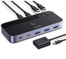 Compact USB 3.0 Switch for Dual Computers - Plug & Play with USB C & A Ports picture