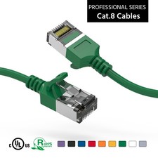 10 Pack of 0.5Ft CAT8 U/FTP Slim Ethernet Network Cable Green 30AWG picture