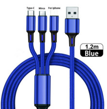 Lot 3A USB Fast Charging Cable 3in 1 Charger Cord 4ft For iPhone USB-C Micro USB picture