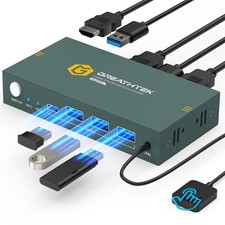 USB 3.0 KVM Switch HDMI 4K@60Hz 2 Port 1 Monitor 2 Computers 3 USB 3.0 picture