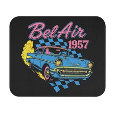 1957 Chevy Bel Air Mouse Pad Retro Blue Pink Classic Car Design picture