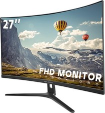 CRUA 27 Inch Curved Computer Monitor FHD 1080P 100Hz VA HDMI VGA 1800R Black picture