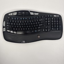 Logitech K350 Wave Ergonomic Wireless Keyboard Genuine Unifying Receiver Black picture