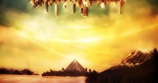 Landscape neon genesis evangelion pyramid cityscape Custom Gaming Mat Desk picture