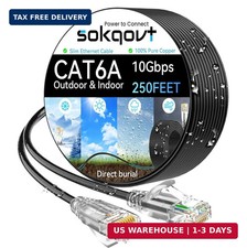 Cat6a Ethernet Cable Slim 250ft Outdoor&Indoor, 28AWG Pure Copper Cat6 Internet picture