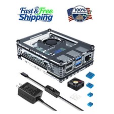 Elegant Clear Acrylic Case for Raspberry Pi 4 with Quiet Cooling Fan & Heatsinks picture