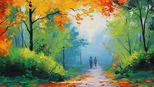 Landscape nature graham gercken painting fall path park Custom Gaming Mat Desk picture
