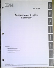 IBM Announcement Letter Summary, July 3, 1990 : AIX; RISC System /6000; etc picture