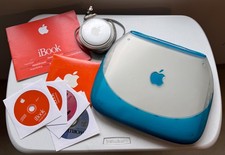 iBook Clamshell G3 Blueberry/Turquoise 34mb, w/charger, original manual and cd picture