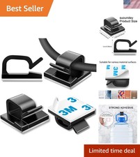 Durable 100 Count Self-Adhesive Cable Clips - Ideal for Home & Car Organization picture
