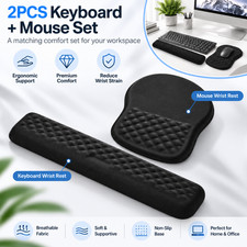 Ergonomic Keyboard Wrist Rest & Mouse Pad Set Memory Gel Wrist Support Non Slip picture