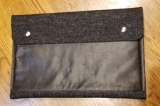 Rib & Hull Grey Wool & Leather envelope style ipad / Macbook air holder clutch picture