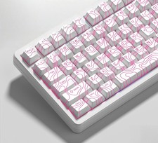 119 Keys Double Shot PBT Keycaps Set White Topographic Shine Through Cherry picture