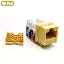48Pcs Cat5E RJ45 Ethernet LAN Network Keystone Jack 110 Punch Down Snap-in Ivory picture