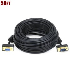 50FT Monitor Cable SVGA VGA Male to Female Ultra Slim w/ Ferrites Gold Plated picture