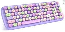 MOFII Wireless Bluetooth Keyboard, Full-Size Retro Typewriter-Style Purple picture
