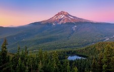 Landscape mountains sunset forest lake spring green Custom Gaming Mat Desk picture