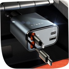 LISEN Retractable Car Charger, 84W Car Charger USB C Fast Charger Adapter for iP picture