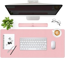 Leather Desk Mouse Pad Pink, XXL Leather Mousepad for Computer Laptop Keyboard  picture