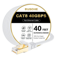 BUSOHE Cat 8 Ethernet Cable 40FT 40Gbps 2000MHz Gold RJ45 Flat LAN Wire picture