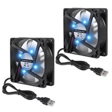 2PCS 80mm 8cm LED Blue Computer Case Cooling Fan 80x80x25mm 5V USB picture