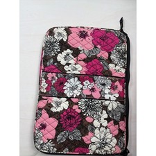 Vera Bradley Mocha Rouge Quilted Laptop Sleeve Pink Floral Padded Case 17x11 picture