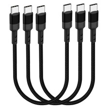 SUMPK Short USB C to C Cable 1FT, 3 Packs, 60W PD Fast 1 ft, black picture