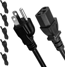 5 Pack 3-Prong Replacement Computer Power Cord, 6FT AC Power Cord Cable for Elec picture