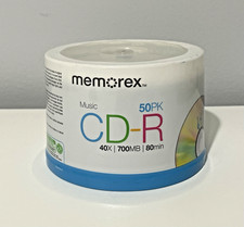 Memorex Music CD-R 50 Pack 40X 700MB 80 Min Blank Recordable Discs New Sealed picture