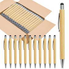 Bamboo Pens Bulk with Touch Stylus Tip Wooden Bamboo Pens Engraving Wooden Ba... picture